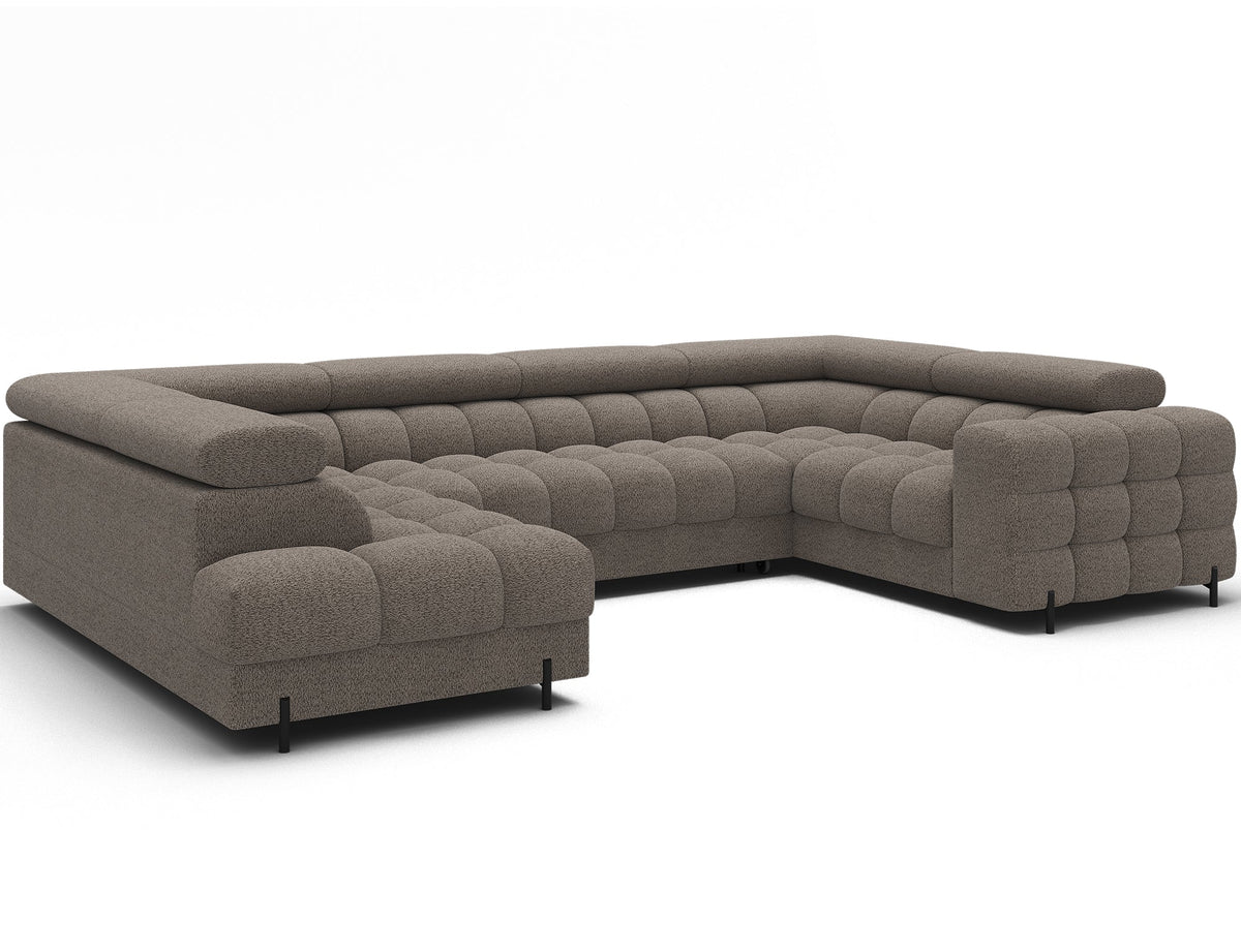 Fectory Sectional Storage Sleeper Chaise Sofa - Taupe