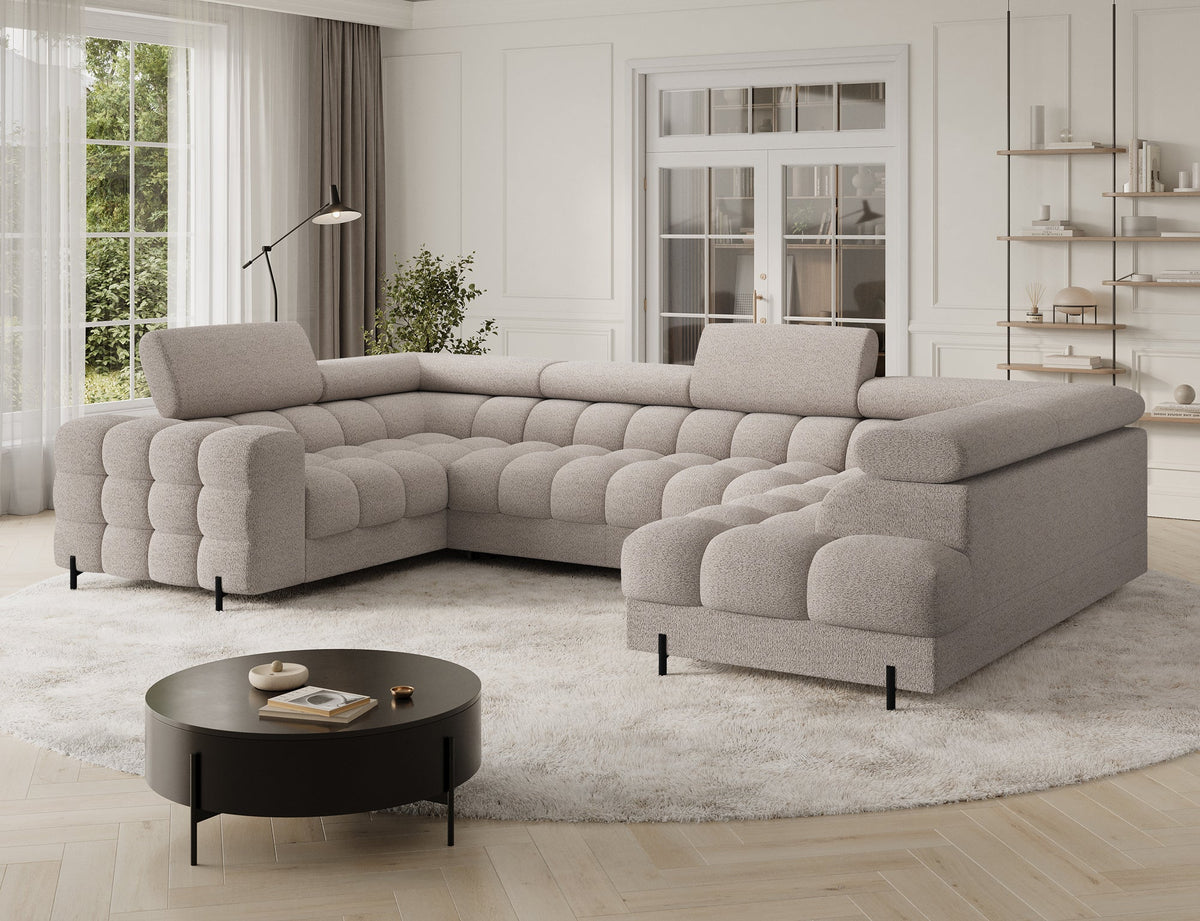 Fectory Sectional Storage Sleeper Chaise Sofa - Beige