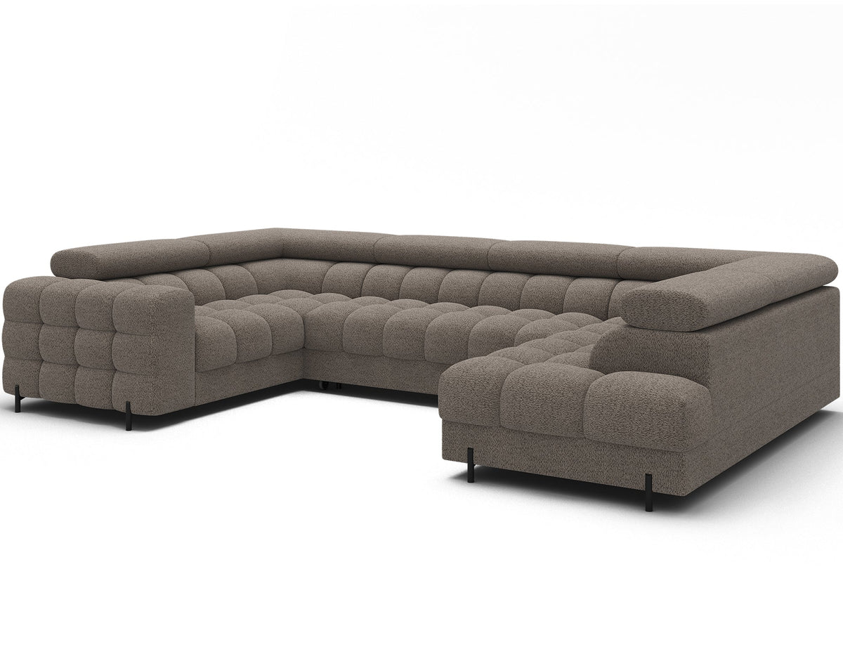 Fectory Sectional Storage Sleeper Chaise Sofa - Taupe
