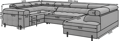 Fectory Sectional Storage Sleeper Chaise Sofa - Taupe
