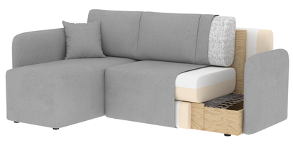 Hadson 3 Seater Storage Sleeper Chaise Sofa - Dark Brown