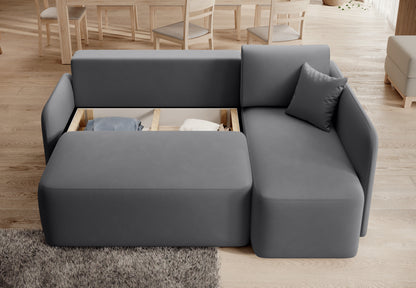 Hadson 3 Seater Storage Sleeper Chaise Sofa - Grey