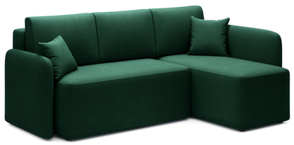 Hadson 3 Seater Storage Sleeper Chaise Sofa - Emerald Green
