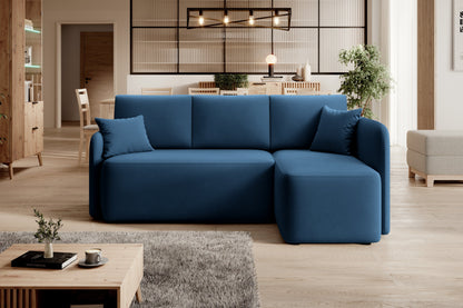 Hadson 3 Seater Storage Sleeper Chaise Sofa - Blue