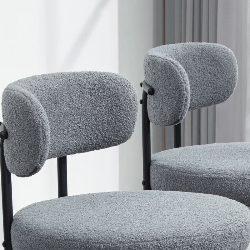 Cruz Modern Dining Chairs with Berber-Fleece Back-Set of 4-Grey