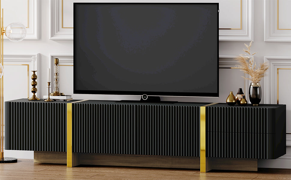 Luxury Fluted TV Stand Black