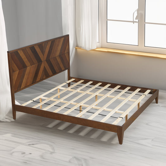 Mid-Century Platform Bed King Walnut