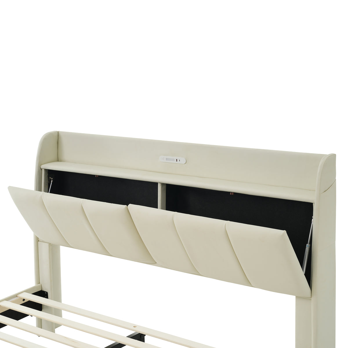 Platform Bed with Sensor Light and USB Beige