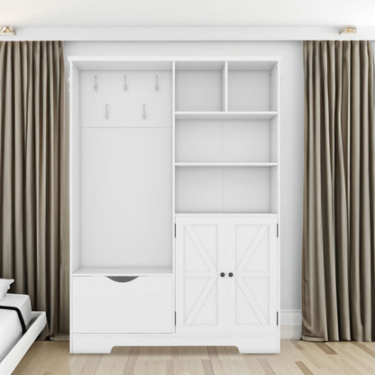 Hall Tree Storage Cabinet White