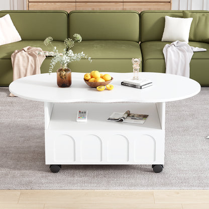 Cream Coffee Table with Storage Drawers – White