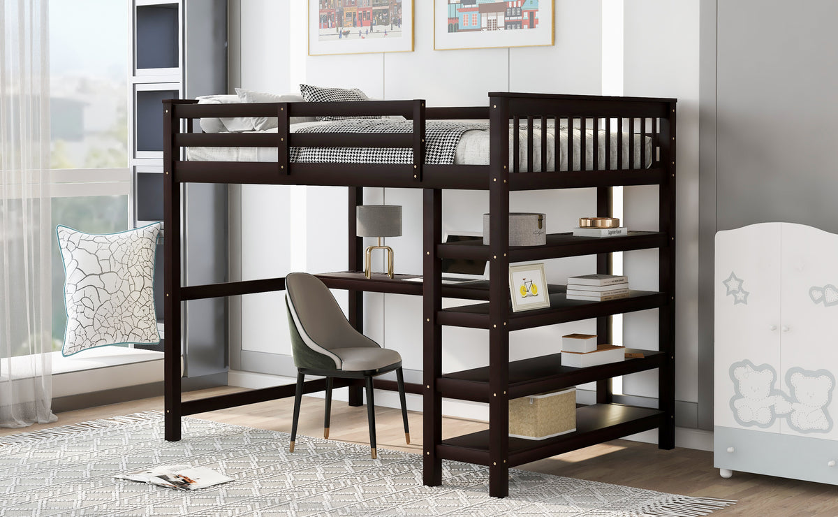 Full Loft Bed with Storage Espresso
