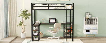 Metal Loft Bed Black
