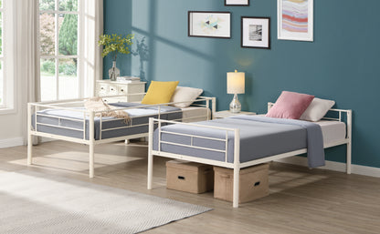 Twin Metal Bunk Bed with Safety Rail White