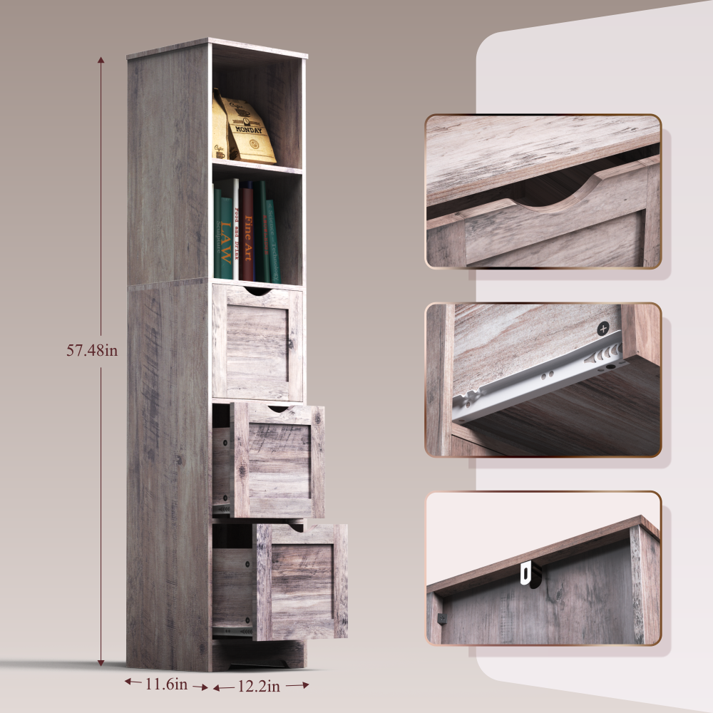 Slim Bathroom Storage Cabinet – Gray