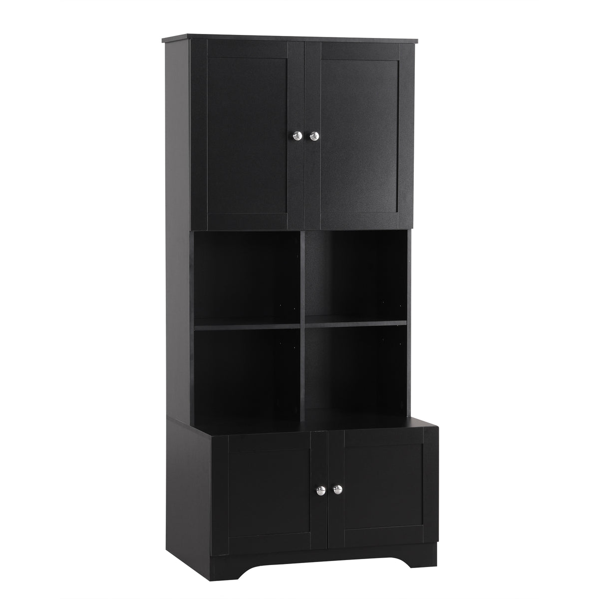 4-Door Bathroom Storage Cabinet Black Finish