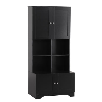 4-Door Bathroom Storage Cabinet Black Finish