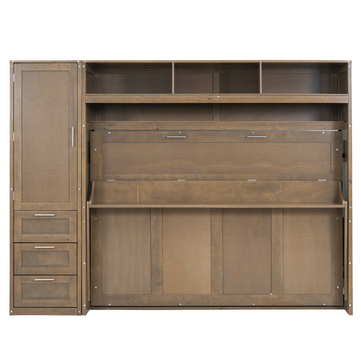 Antique Grey Murphy Bed with Storage Drawers