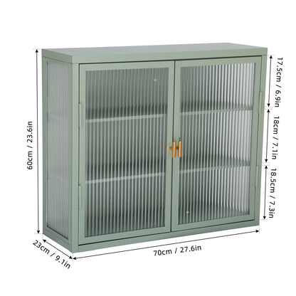 Retro Double Glass Wall Cabinet with Detachable Shelves Brown