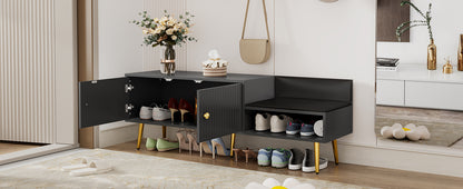 Modern Gray Shoe Storage Bench with Hidden Upholstered Seat