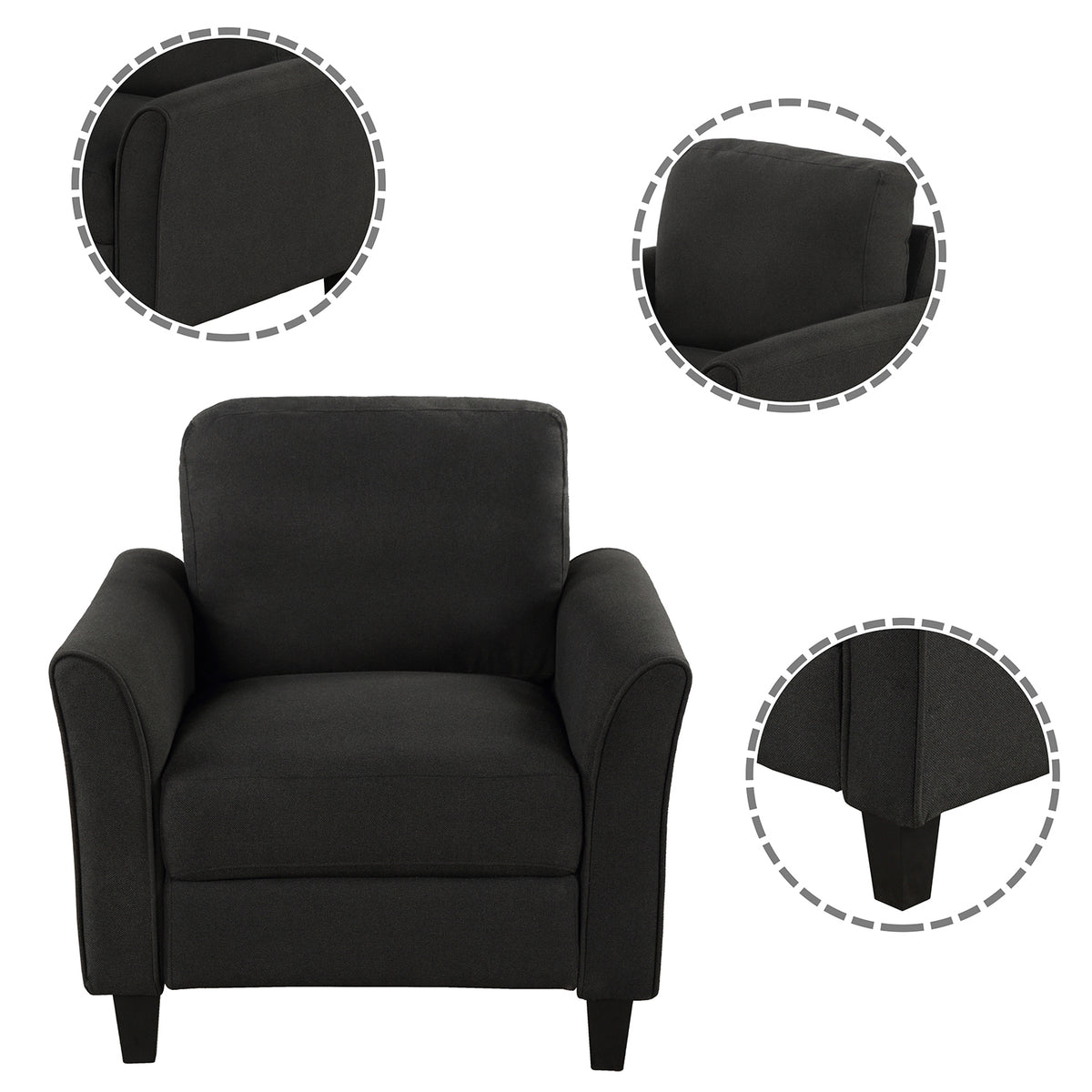Recliner Armchair Black Finish