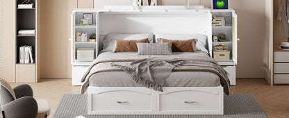 Murphy Wall Bed with Drawers White Finish