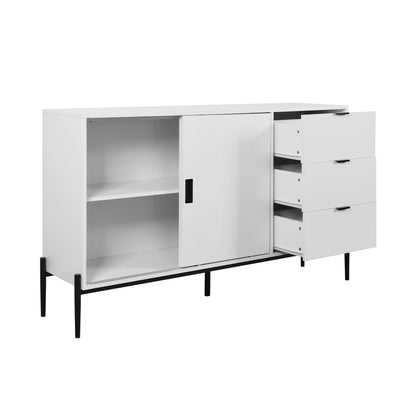 Modern White Console Cabinet with Sliding Doors