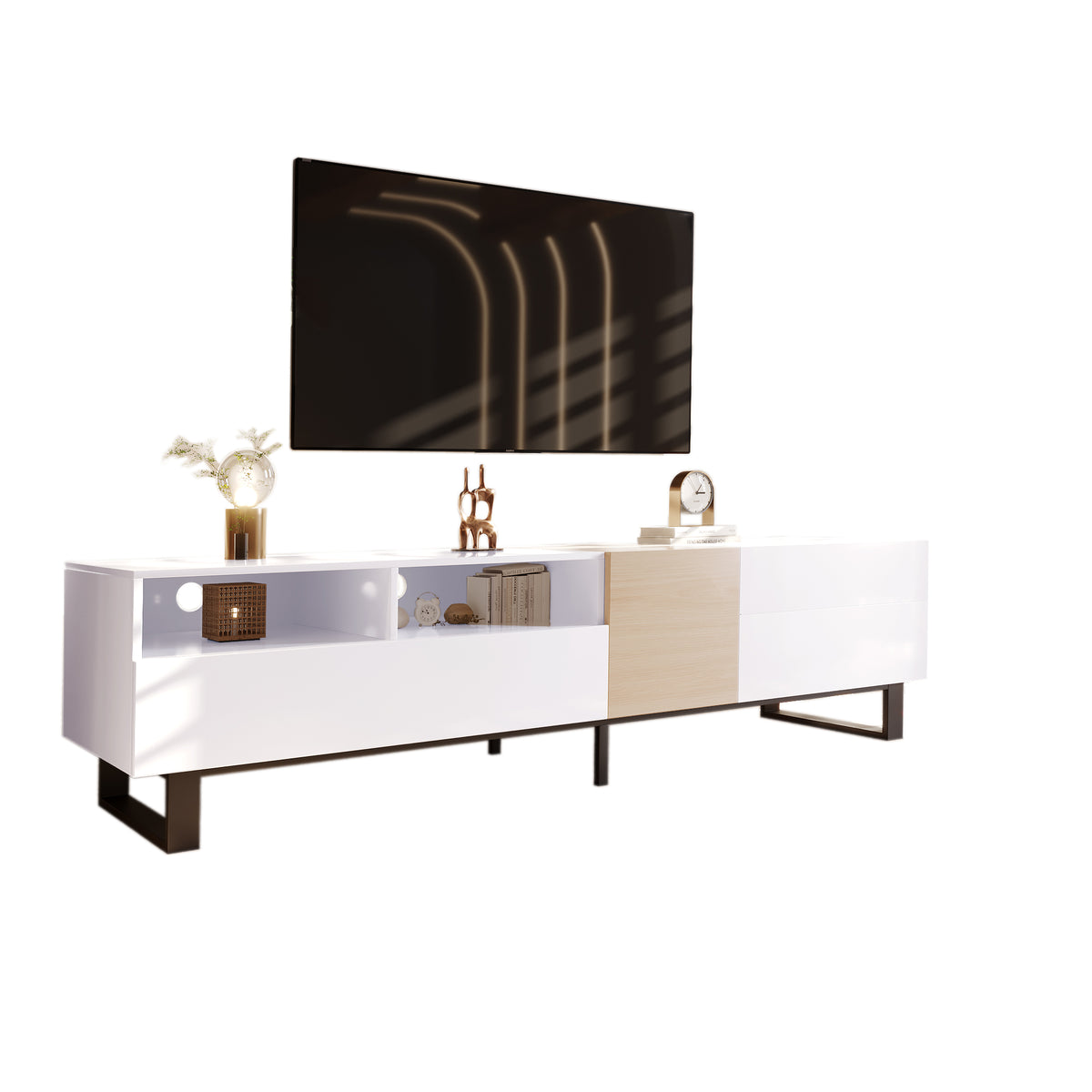 Modern Double Storage TV Stand – 80”