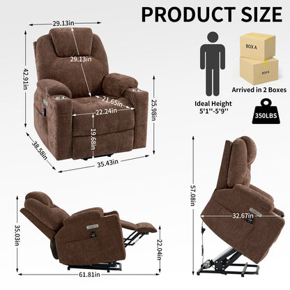 Chenille Power Recliner Chair 350LB Capacity