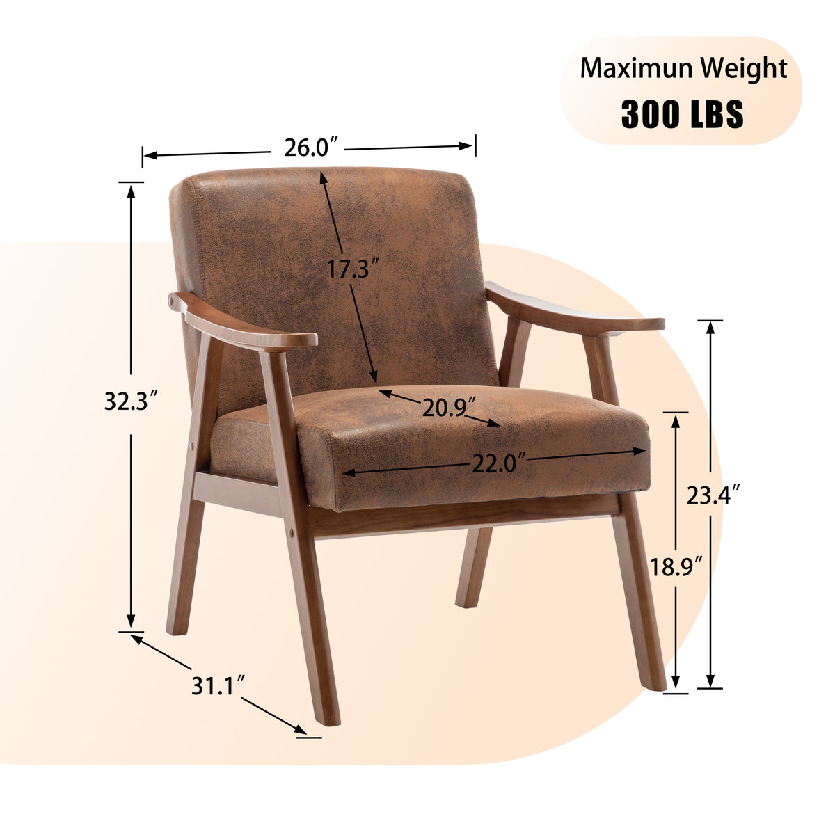 Medieval Wood Accent Chair with Thick Backrest
