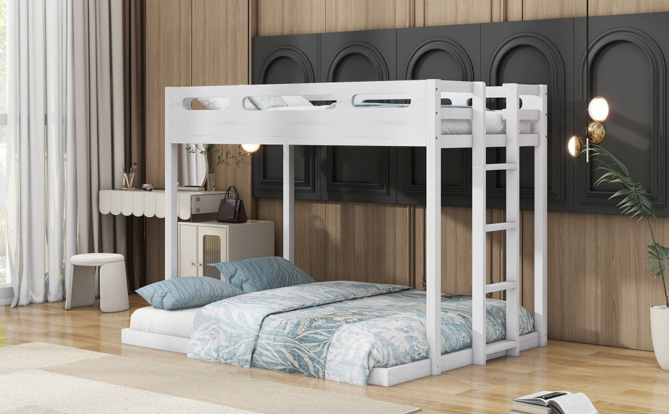 Full Bunk Bed with Ladder White