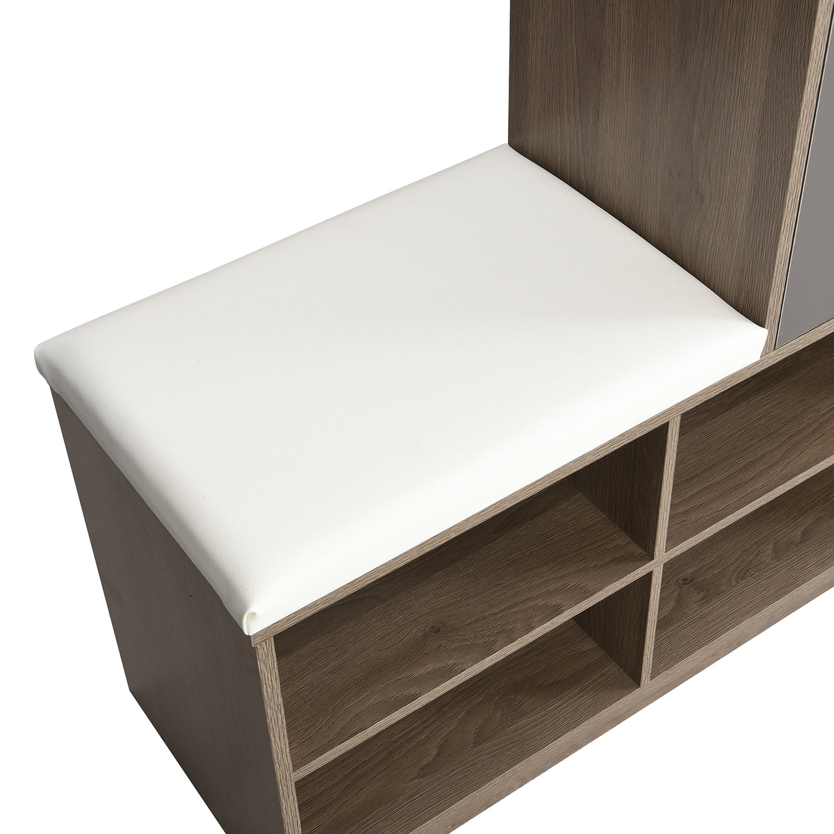 Shoe Cabinet with Soft Cushion Seat and Shelves