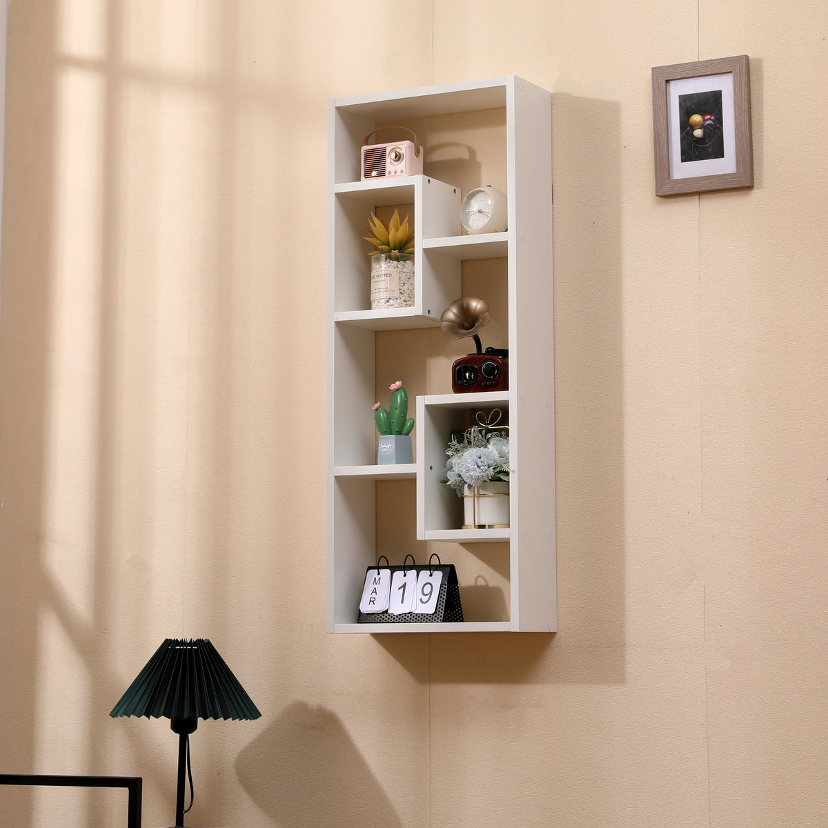 Freestanding Wooden Bookcase with 5 Cubes