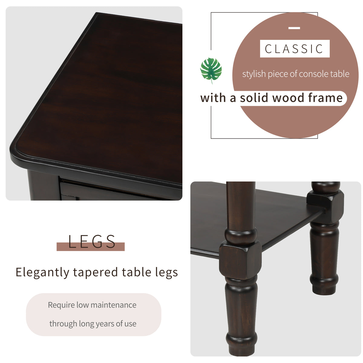 Console Table with Drawers Espresso