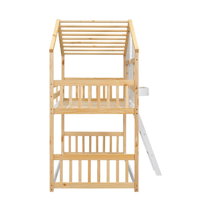 Twin House Bunk Bed Natural White
