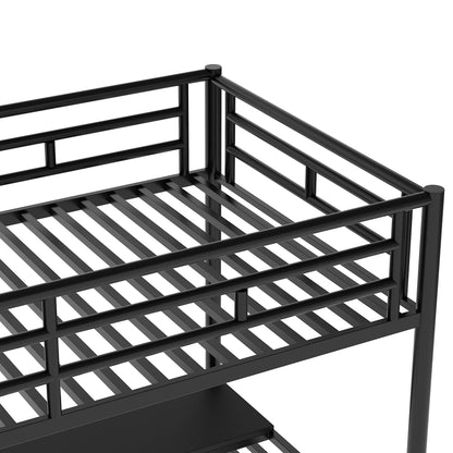 Metal Loft Bed with Desk Gray