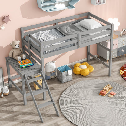Twin Loft Bed Gray