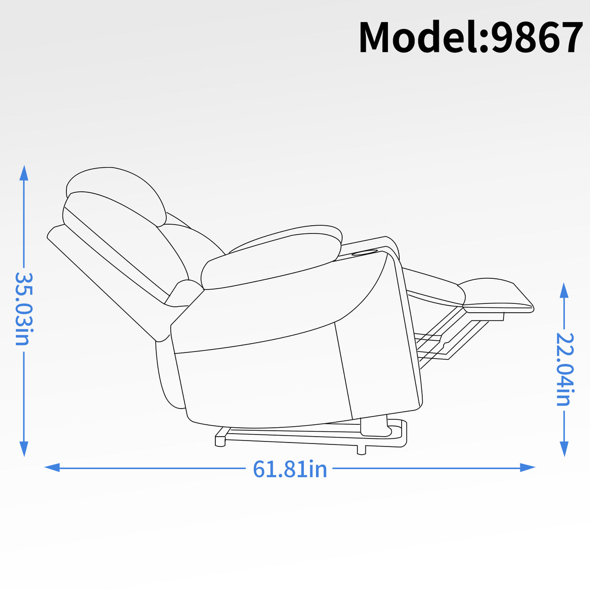 Chenille Power Recliner Chair 350LB Capacity