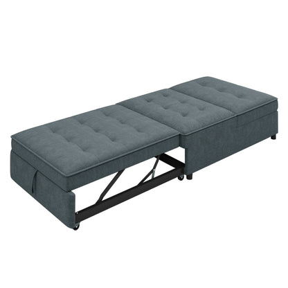 Modern Storage Ottoman with USB Port Dark Blue