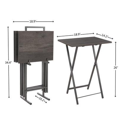 Compact Folding Snack Table Set – Gray