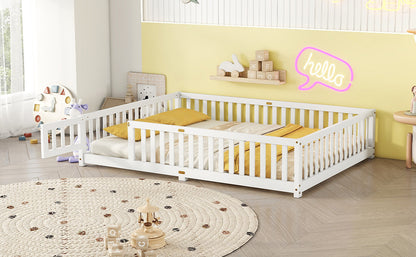 Kids Safety Floor Bed – White Guardrail Edition
