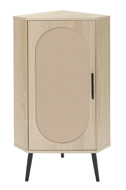Rattan Corner Cabinet with Door and Shelf