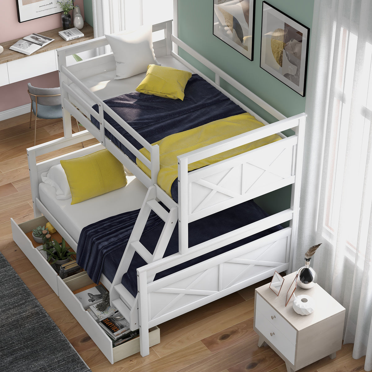 Full Bunk Bed White