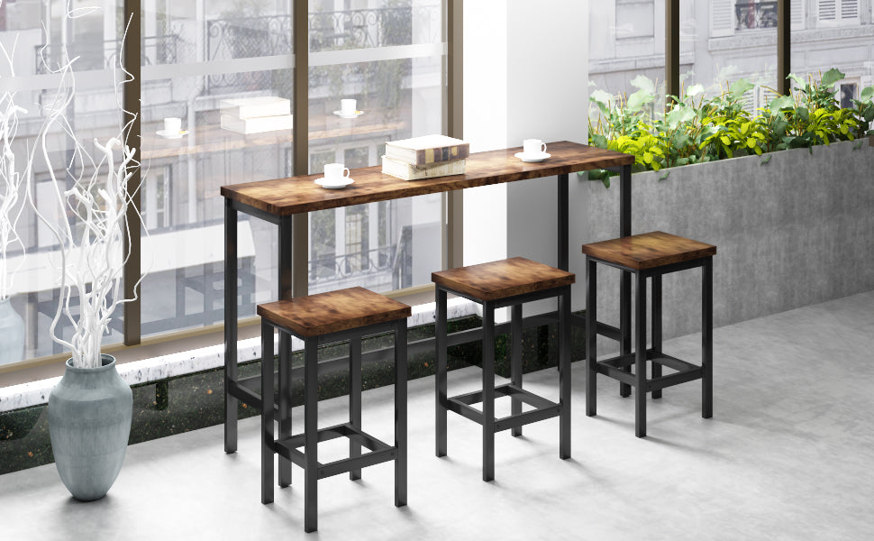 Counter Height Bar Table Set (4 pcs) – Brown