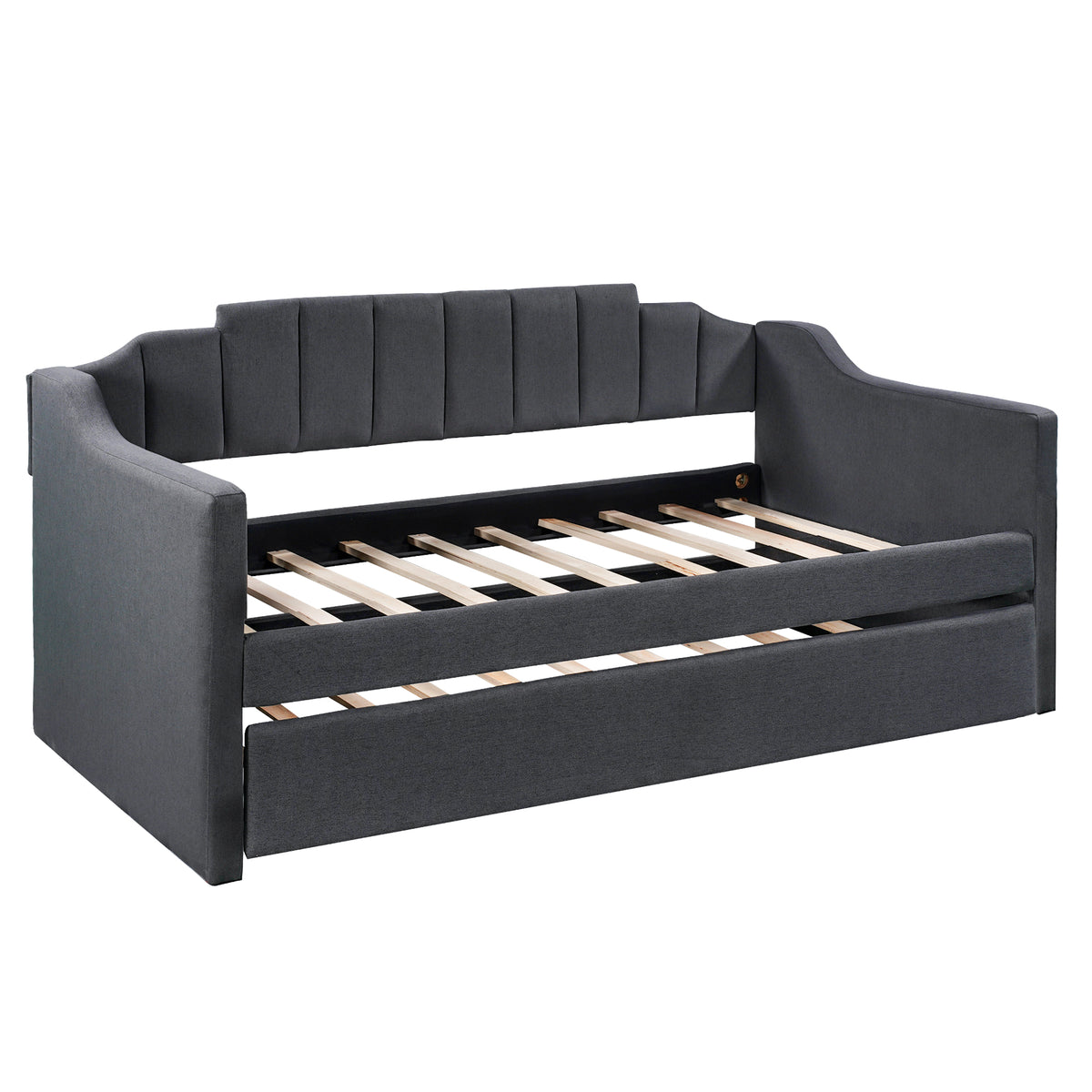 Twin Upholstered Daybed with Trundle – Black