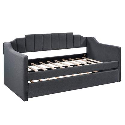 Twin Upholstered Daybed with Trundle – Black