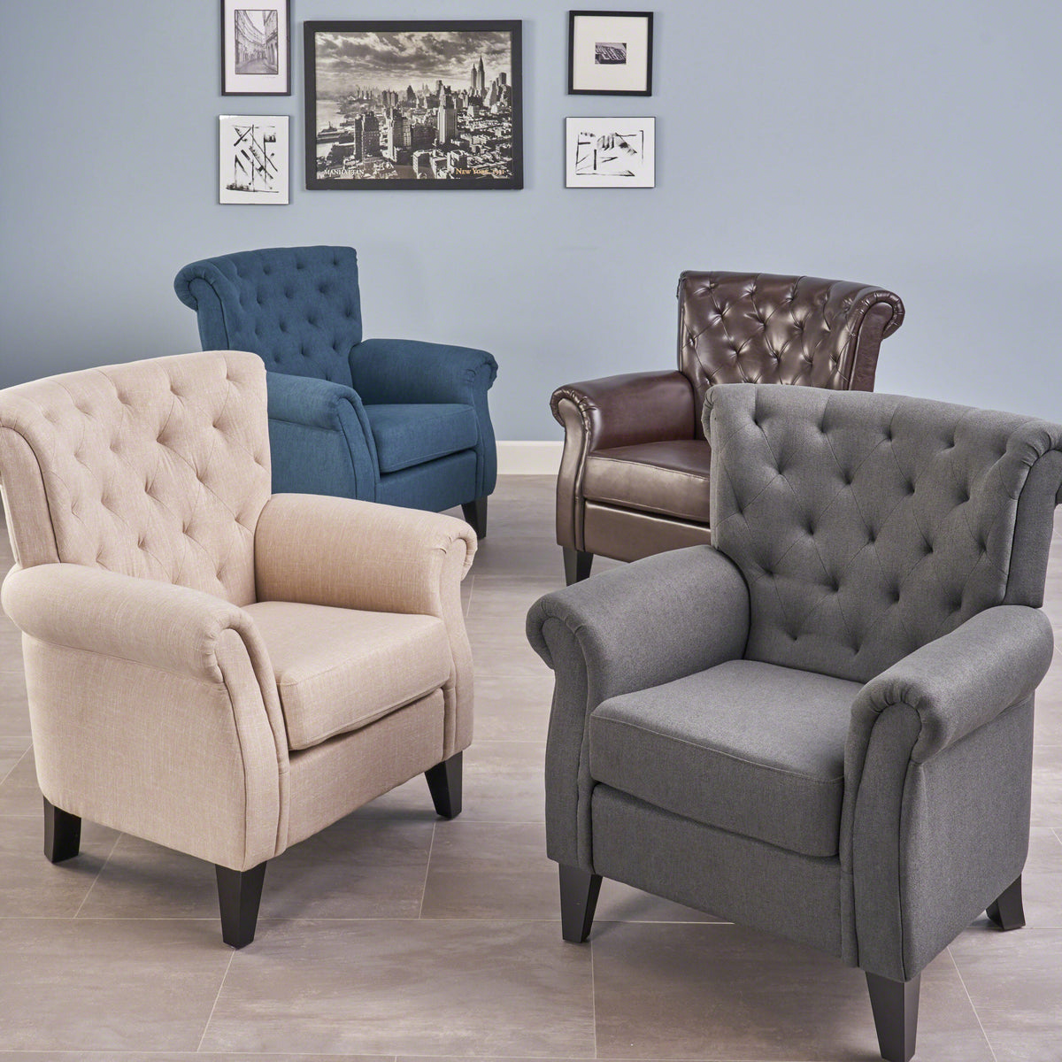 Springfield Tufted Accent Chair Gray