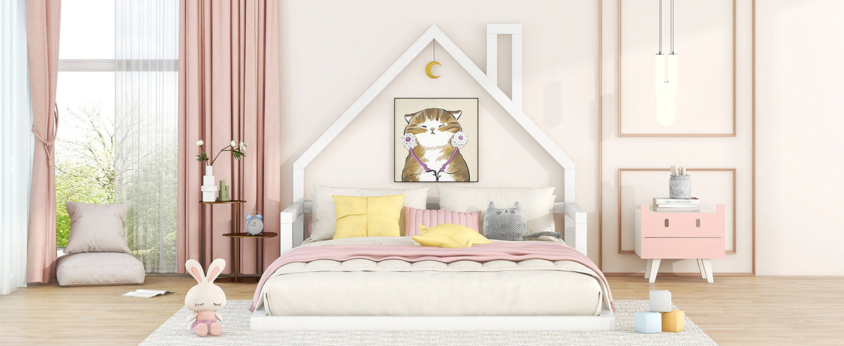 Full Platform Bed White
