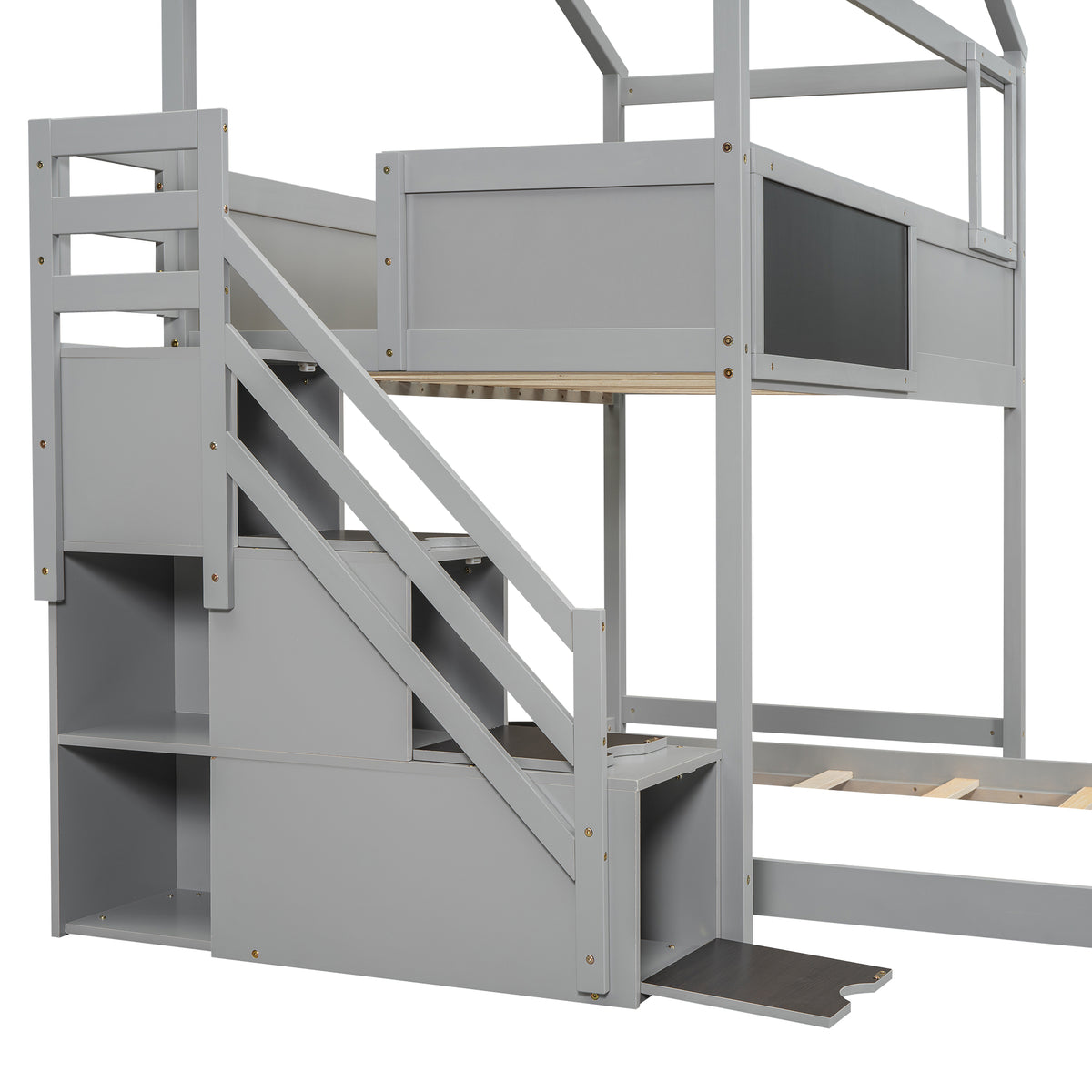 Twin-Full Storage Bunk Bed – Gray