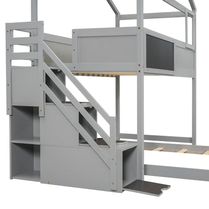 Twin-Full Storage Bunk Bed – Gray
