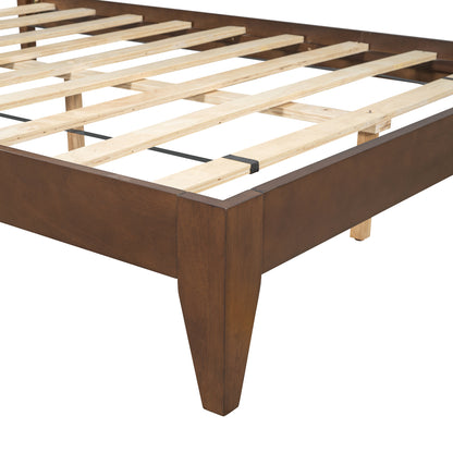 Mid-Century Platform Bed Walnut Queen